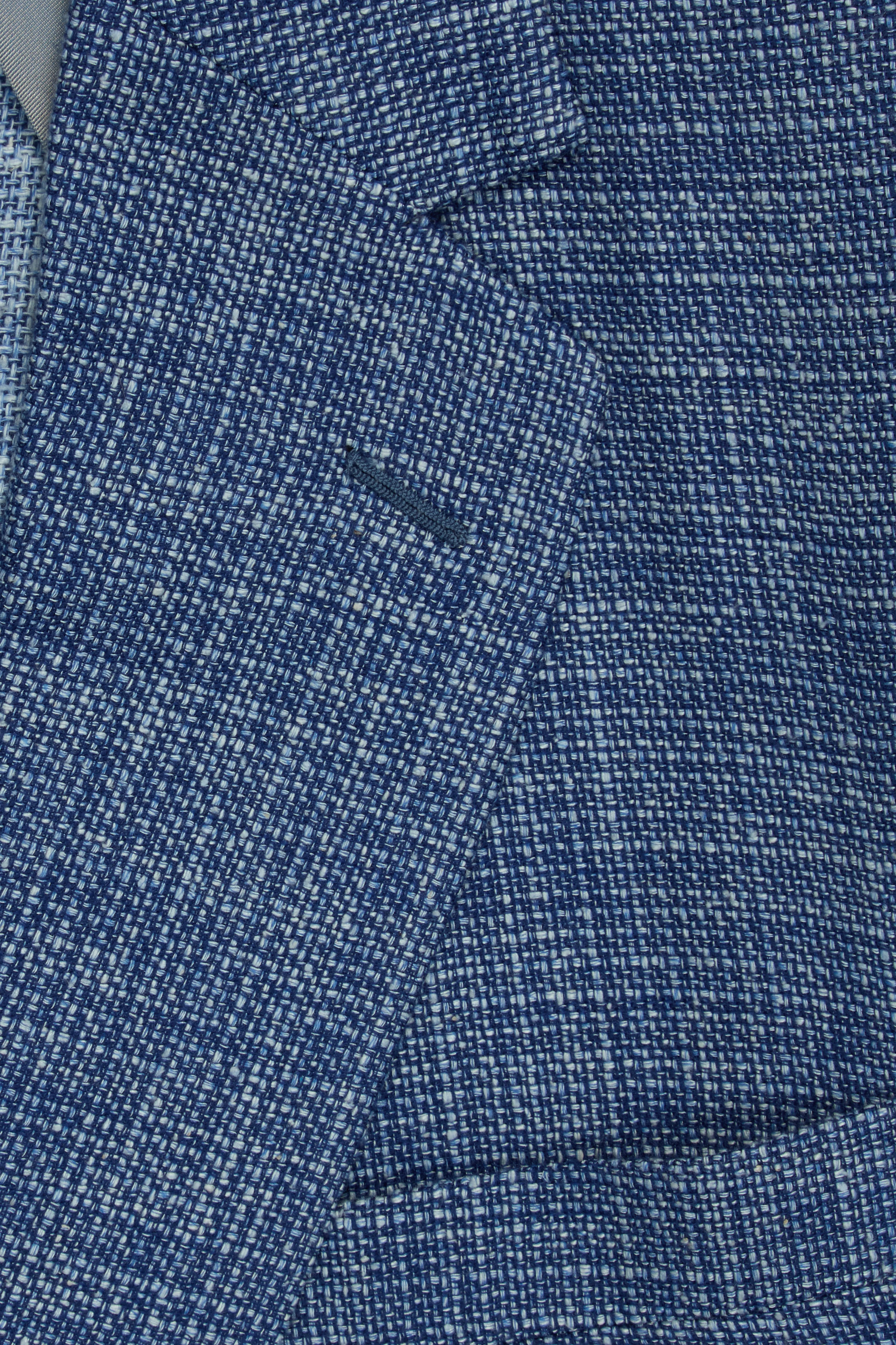 Blue and White Loose Weave Wool/Silk & Cotton Single Breasted Jacket - Image 3