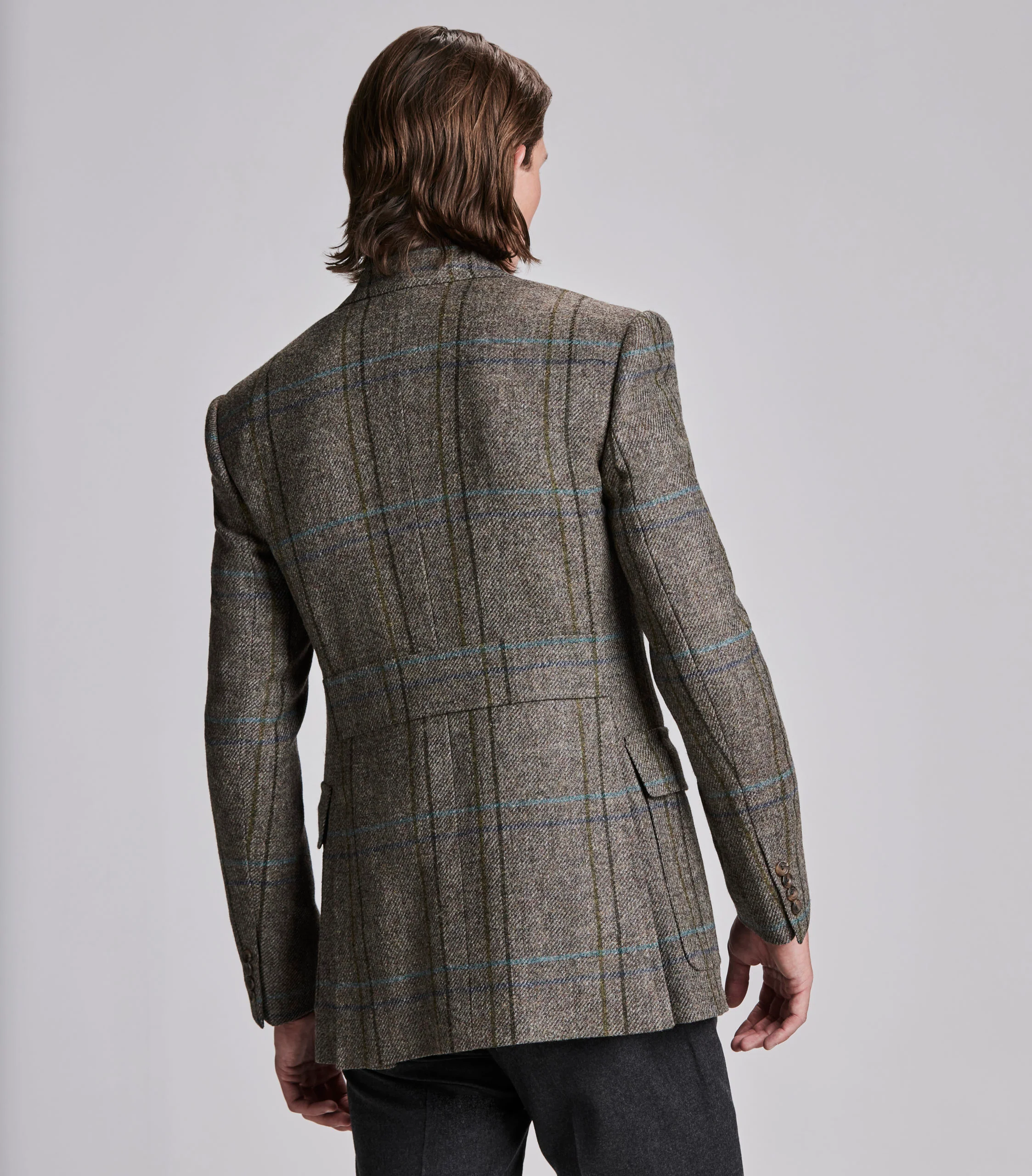Blue/Brown Overcheck House Tweed Jacket - Image 4