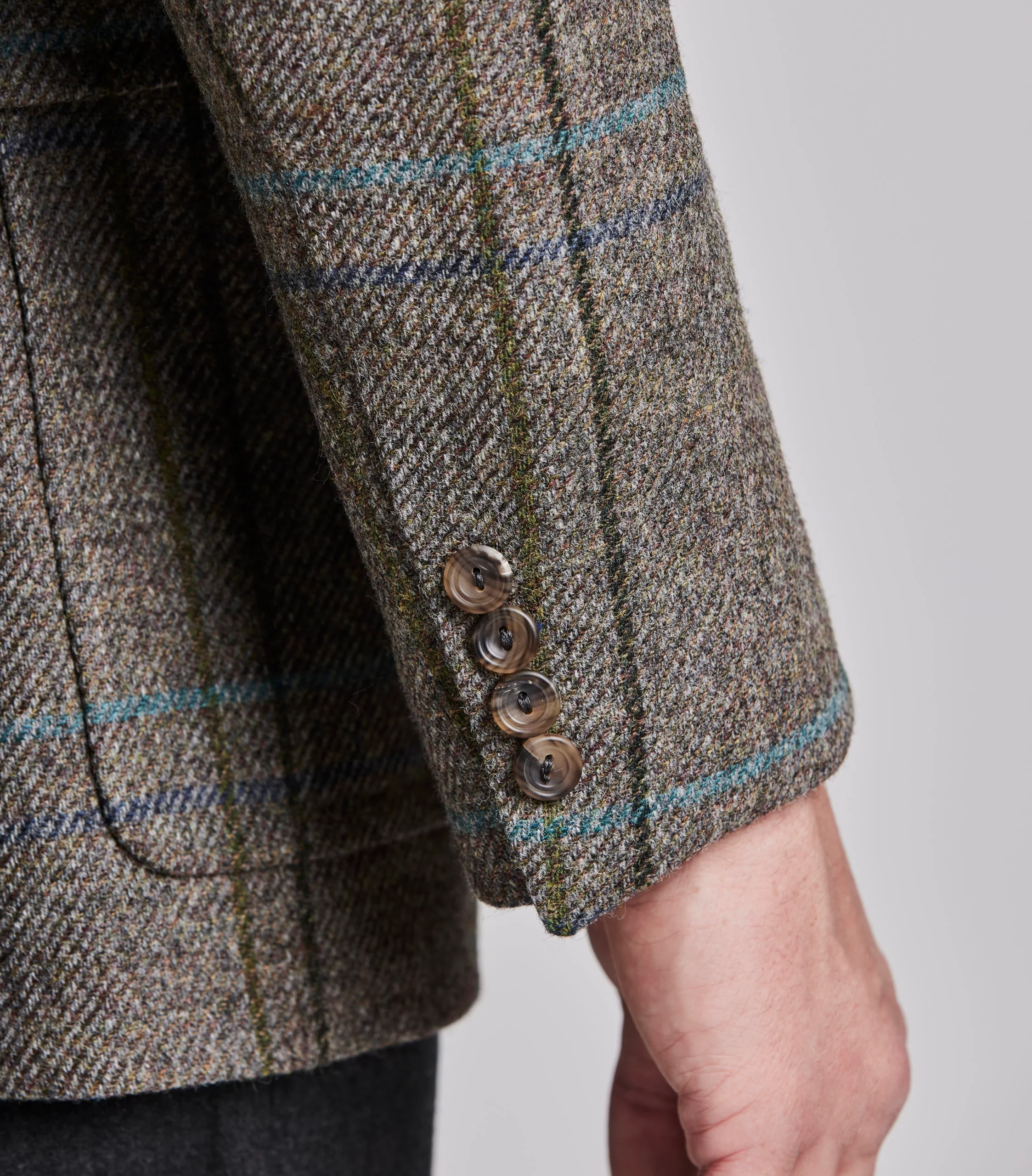 Blue/Brown Overcheck House Tweed Jacket - Image 6