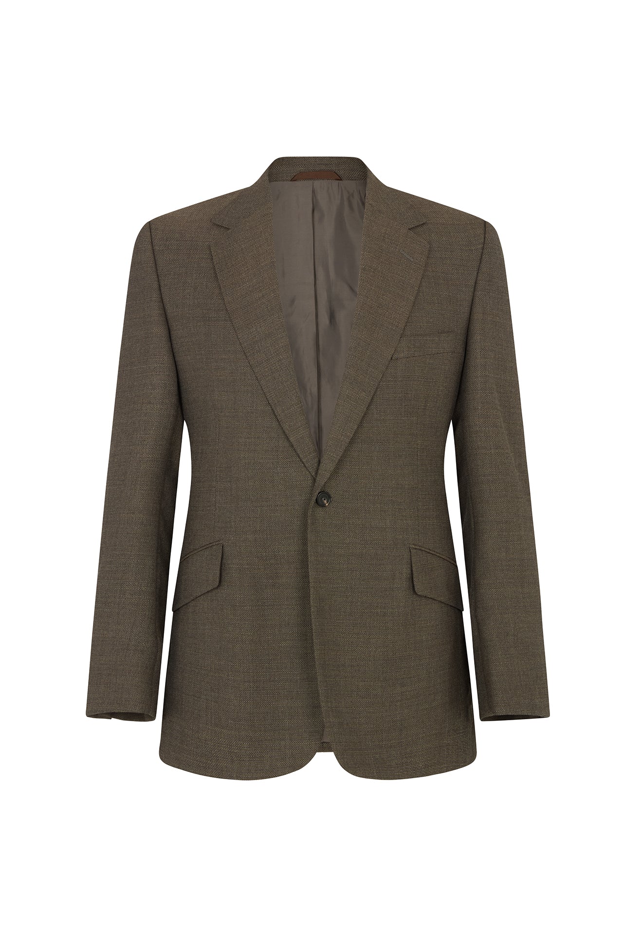 Brown Wool Hopsack Single Breasted Blazer