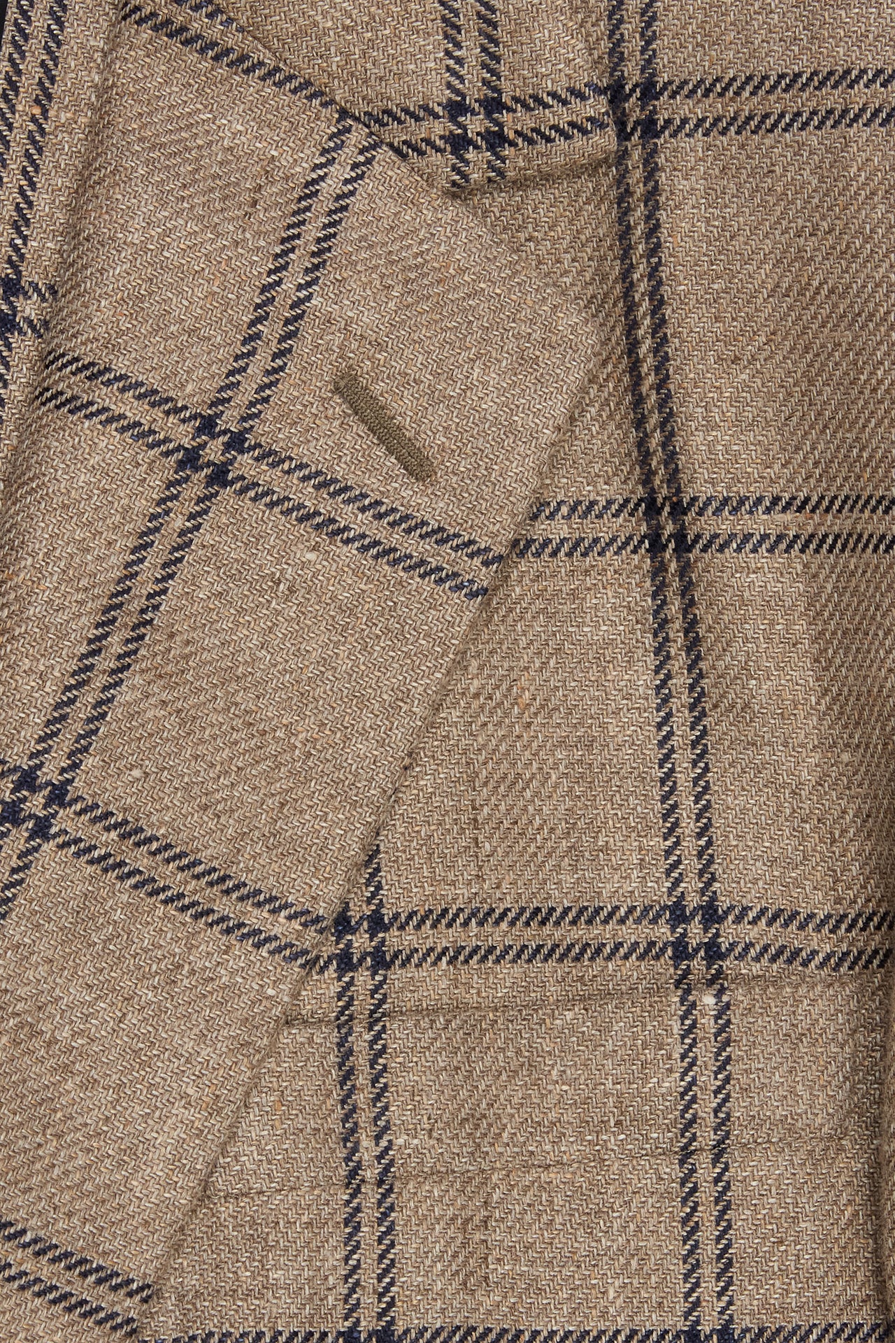 Brown/Navy Overcheck Wool/Silk & Linen Single Breasted Jacket - Image 3