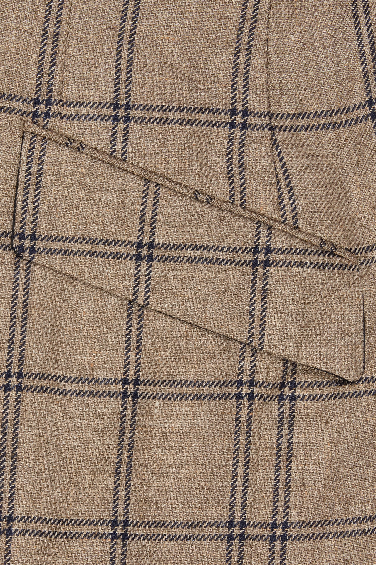 Brown/Navy Overcheck Wool/Silk & Linen Single Breasted Jacket - Image 4