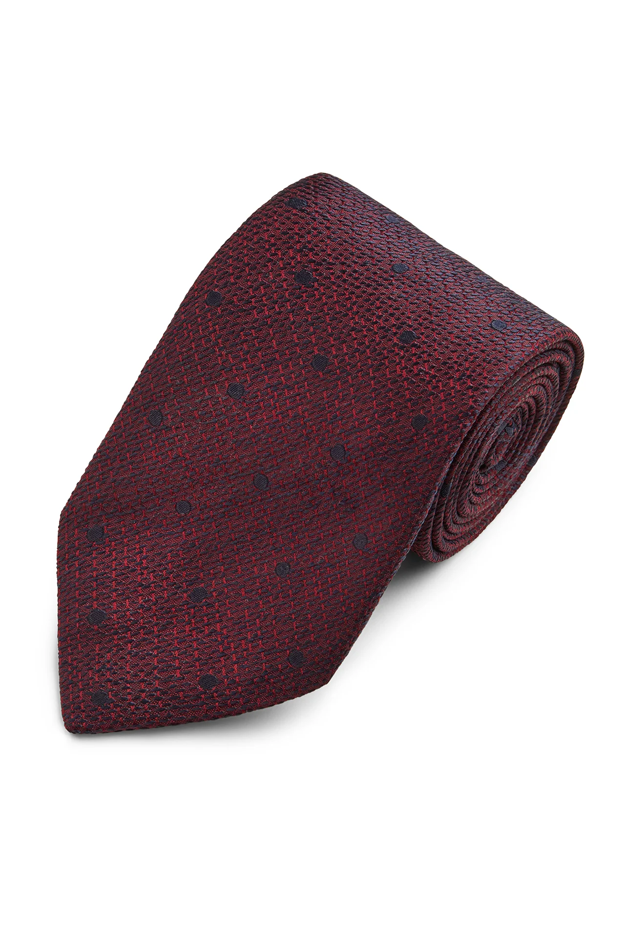 Navy Spot Tussah Silk Tie - Image 2