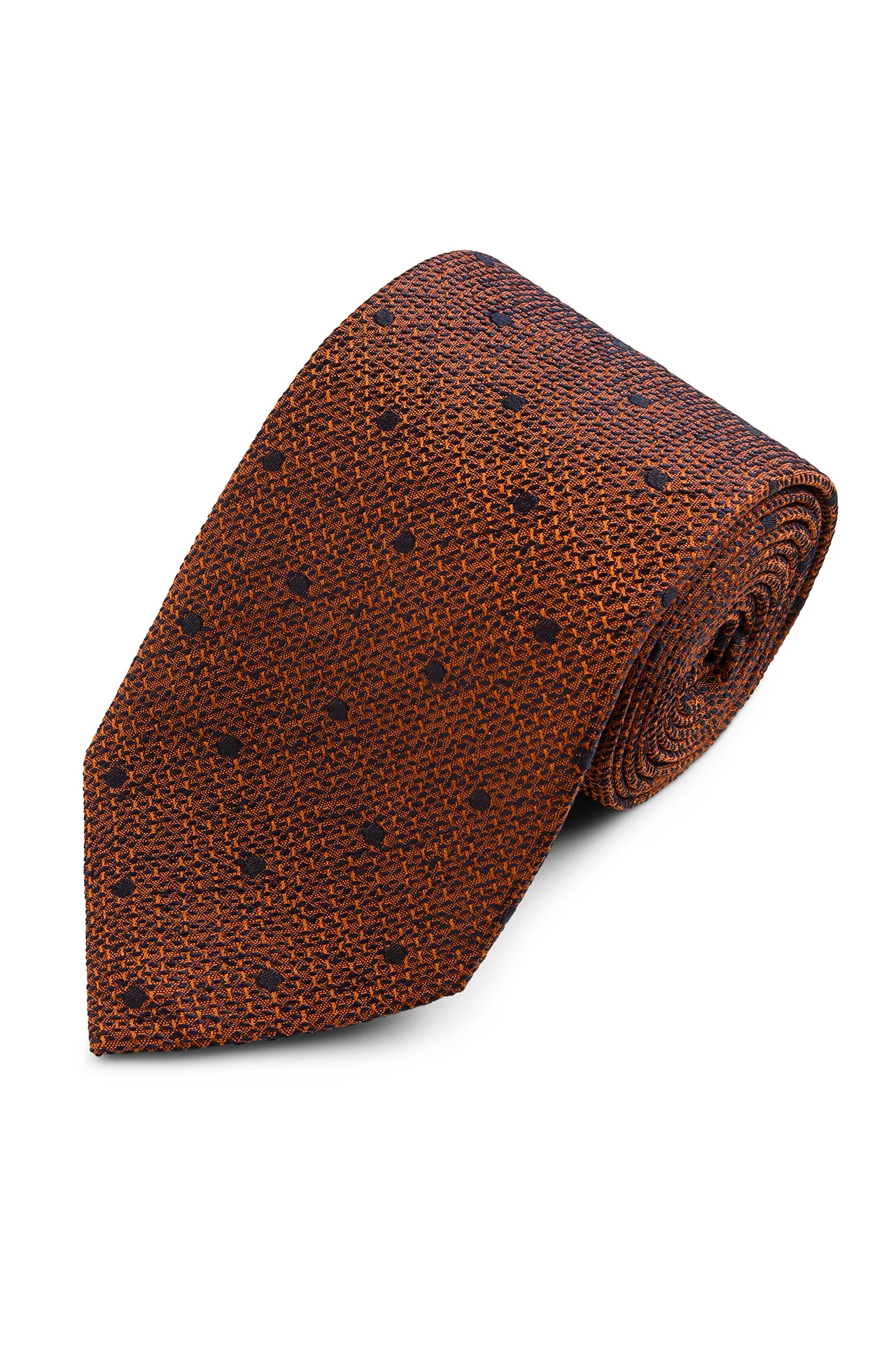 Navy Spot Tussah Silk Tie - Image 3