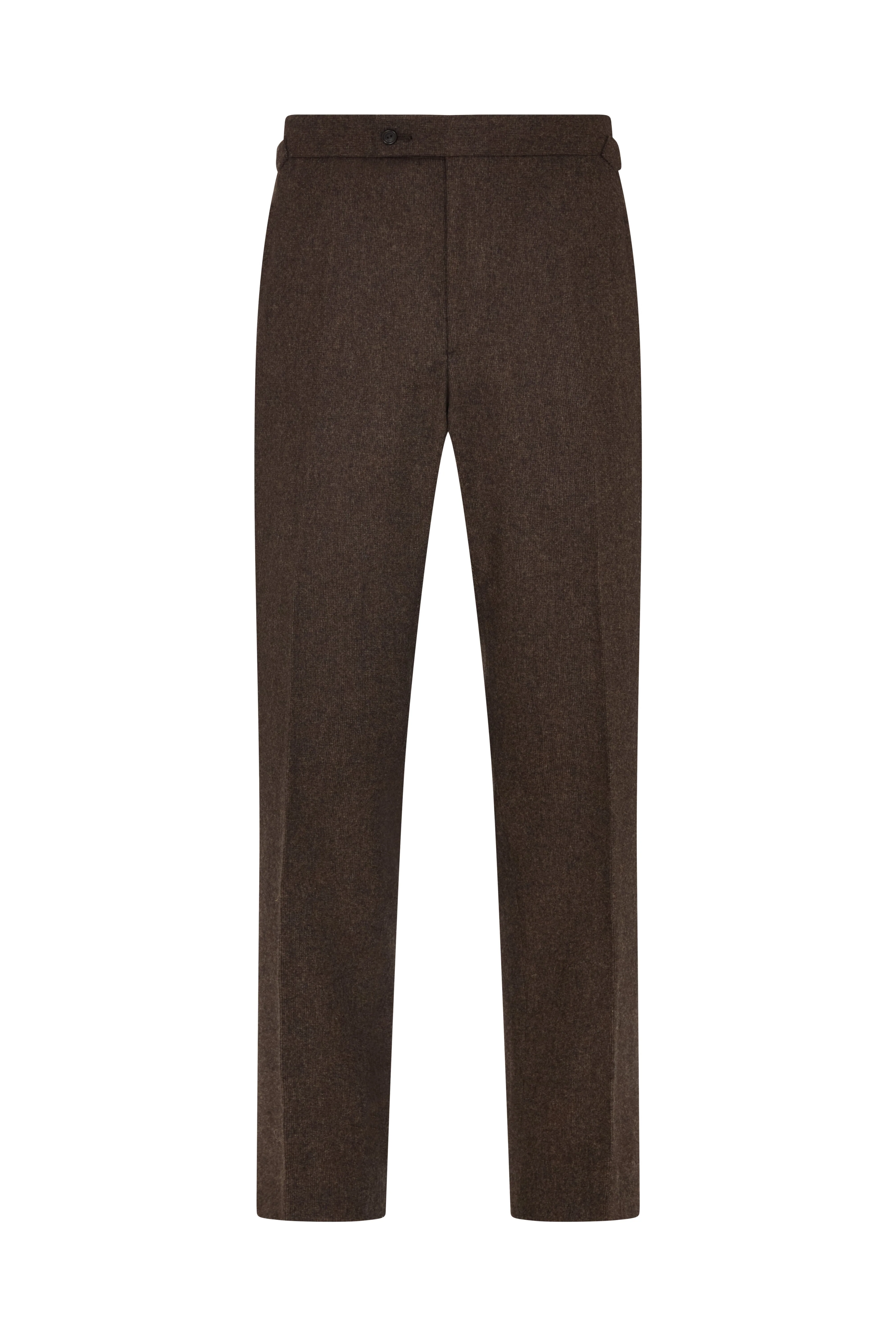 Brown Broken Hairline Check Flannel Trousers