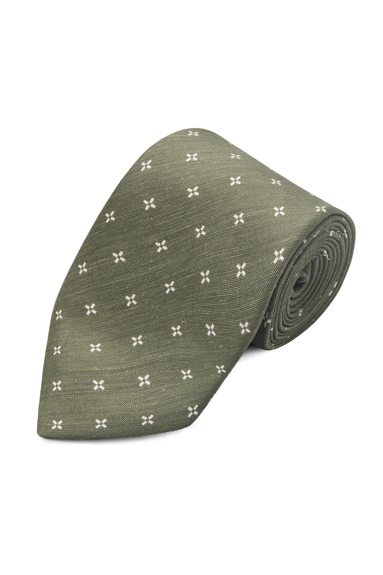 Cross Design Linen/Silk Tie - Image 2