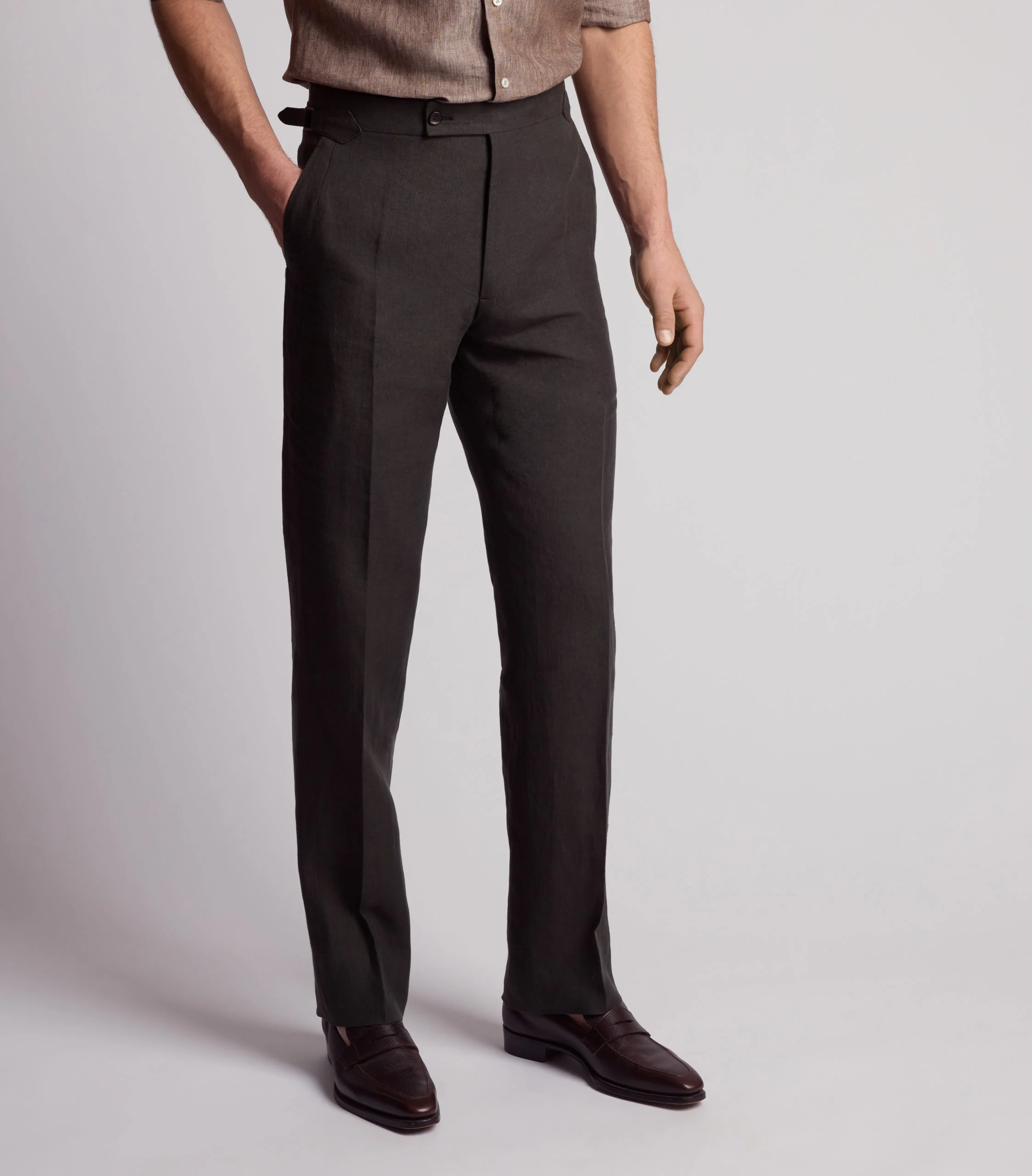 Dark Green Linen Trousers - Image 2