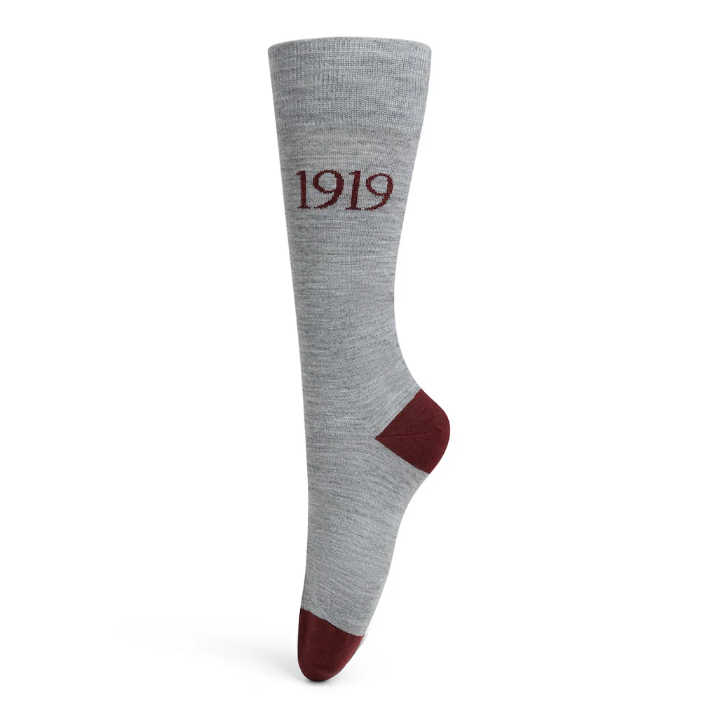 Grey/Claret Wool Socks