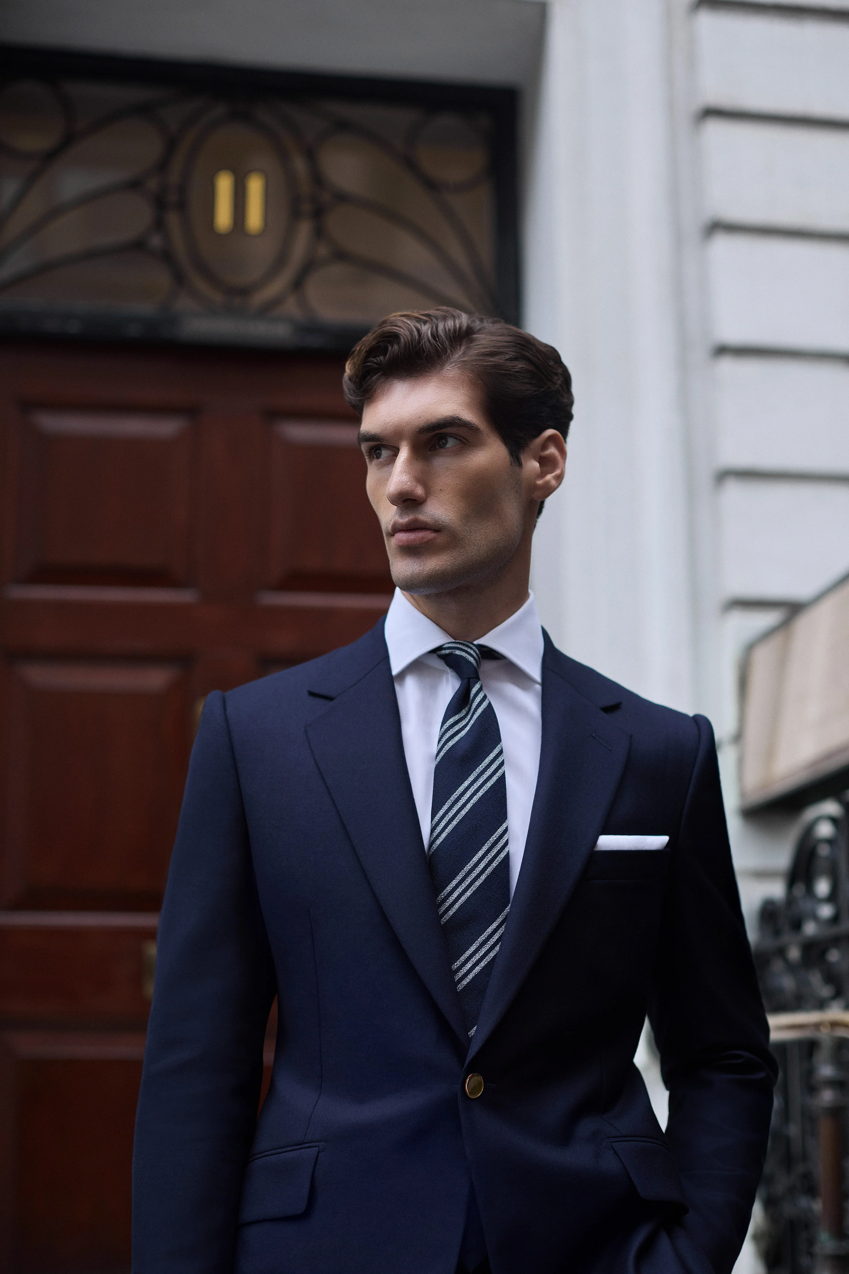 Navy Wool Single Breasted Blazer - Image 2