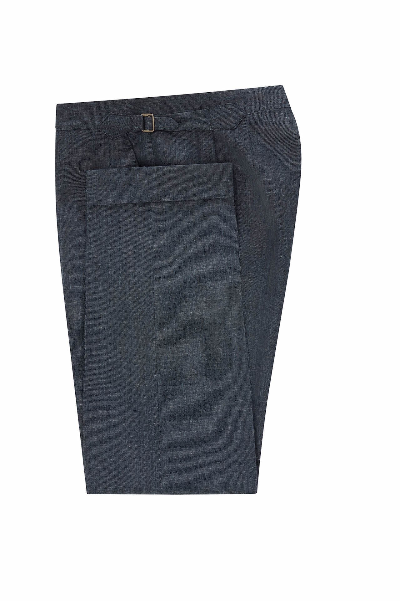 Petrol Blue Wool, Silk & Linen Trousers - Image 4