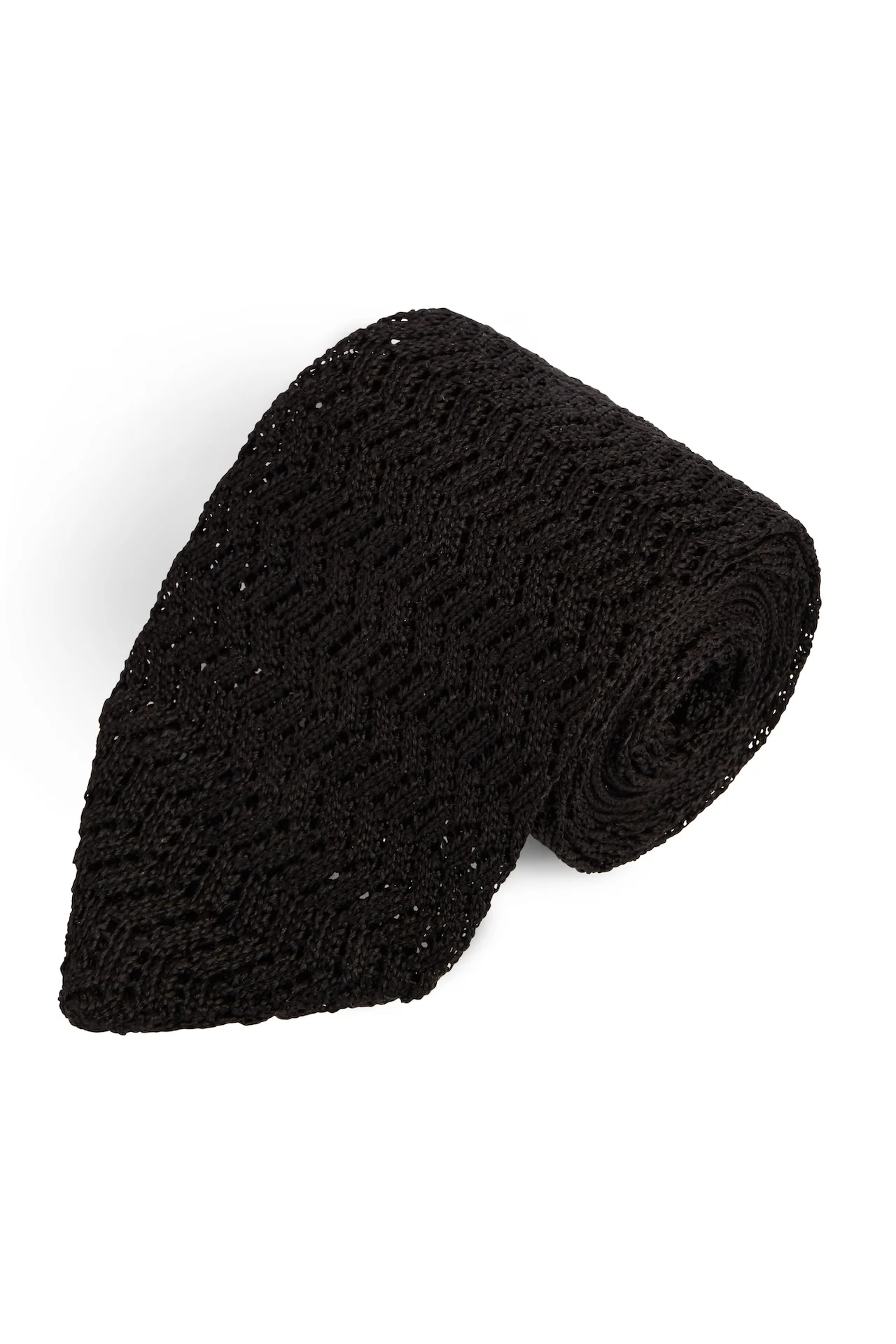 Silk Pointed Knit Tie - Image 11