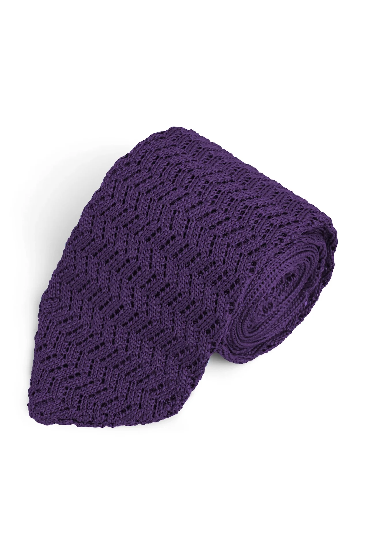 Silk Pointed Knit Tie - Image 13