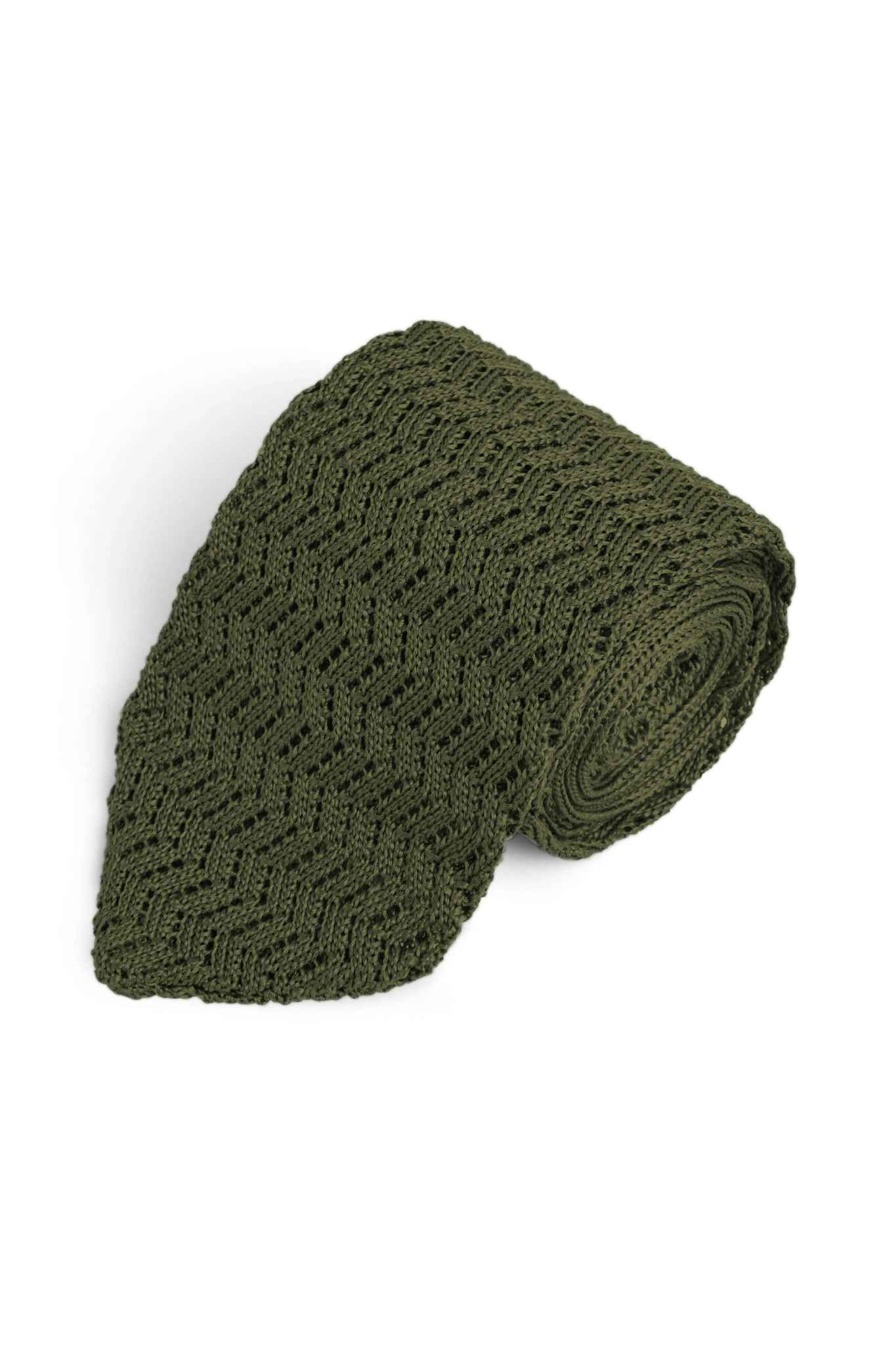 Silk Pointed Knit Tie - Image 15