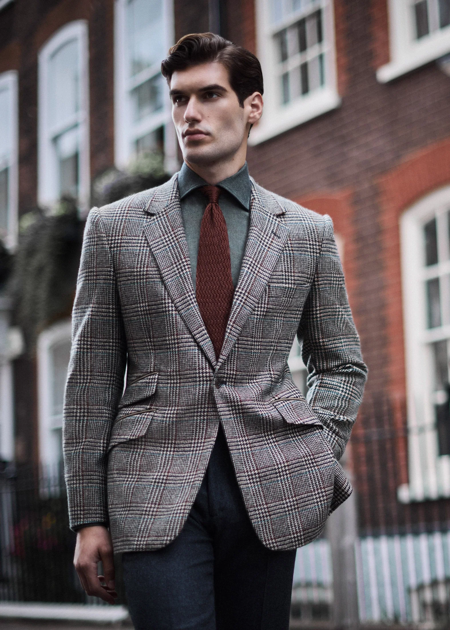 Rust/Green/Toffee Cashmere Glen Check Jacket - Image 2