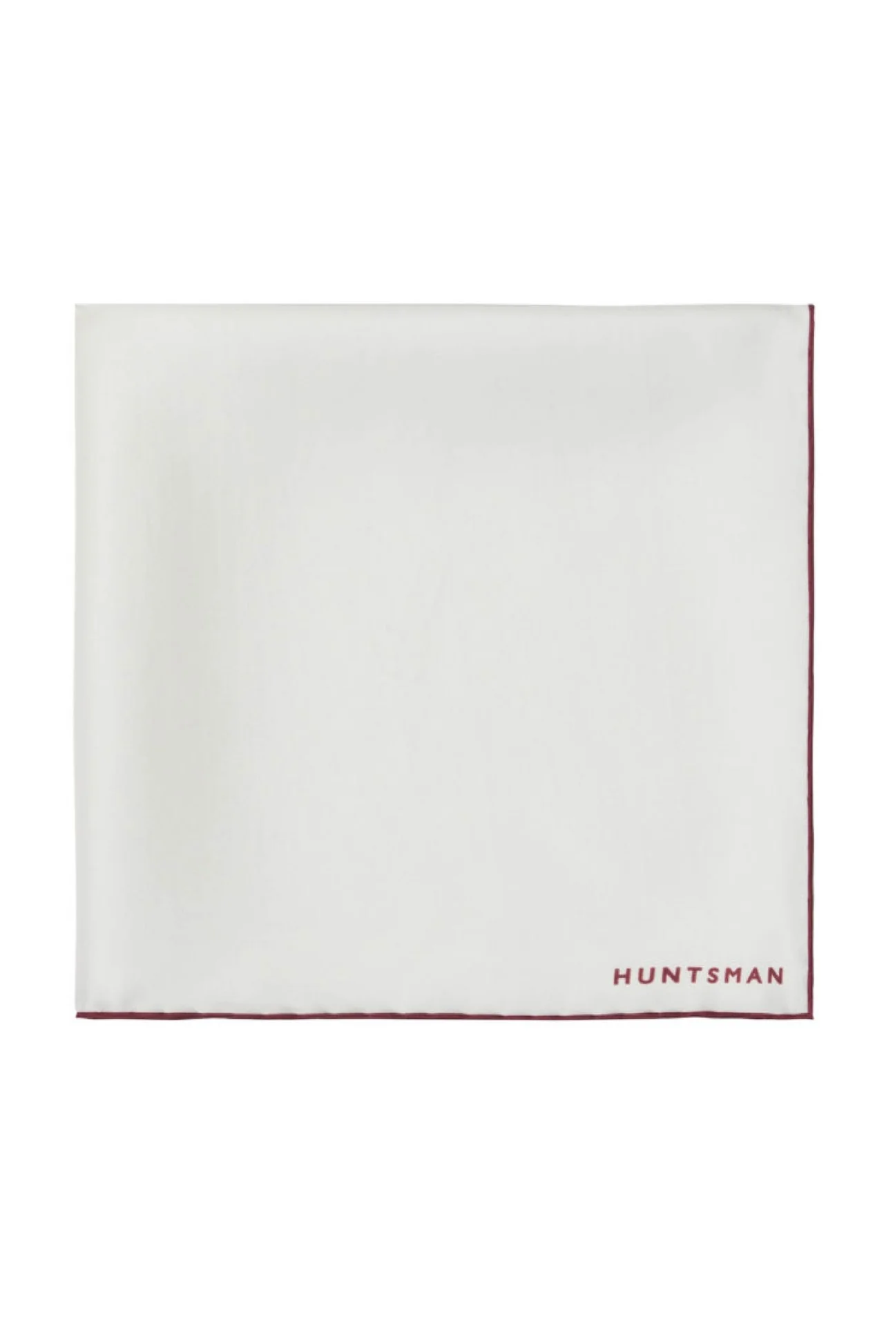 White/Claret Silk Pocket Square - Image 2